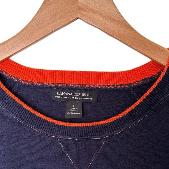 Banana Republic Cotton Cashmere Blend Ragland Crewneck Sweater Size Large - Picture 2 of 8